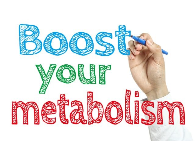 The text boost your metabolism written on a white surface