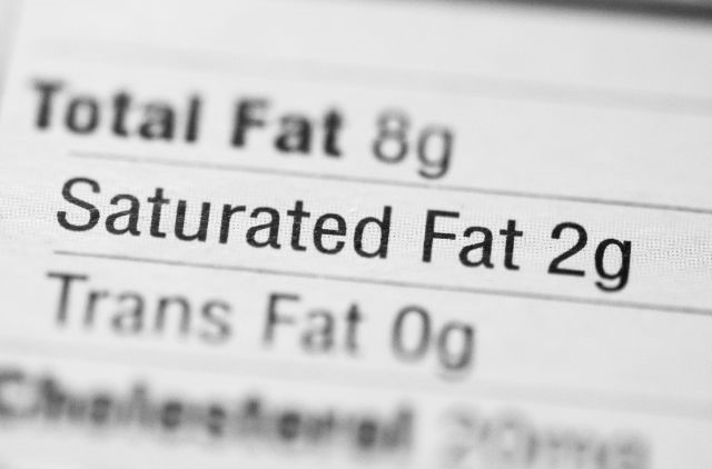 a text saying saturated fat written on a nutrition label
