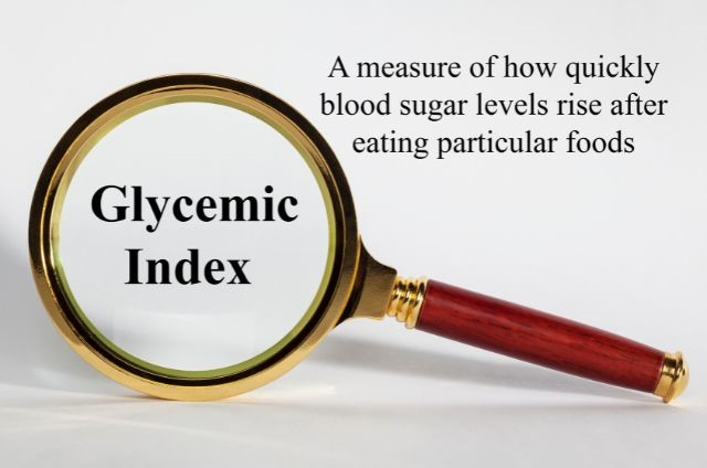 a magnifying glass with the text glycemic index on it