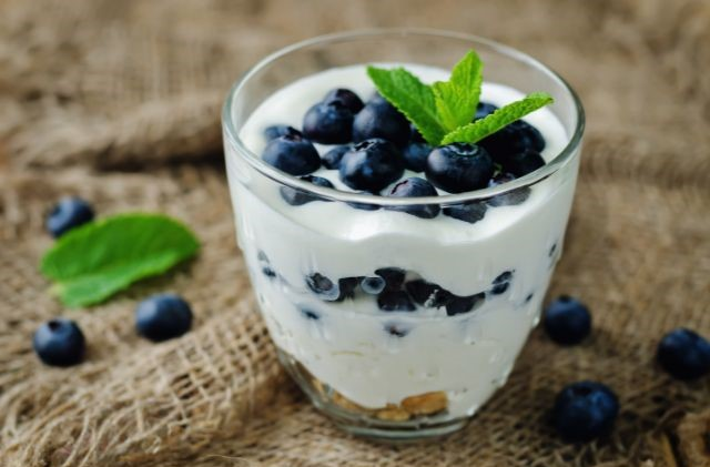 greek yogurt parfait served in a glass