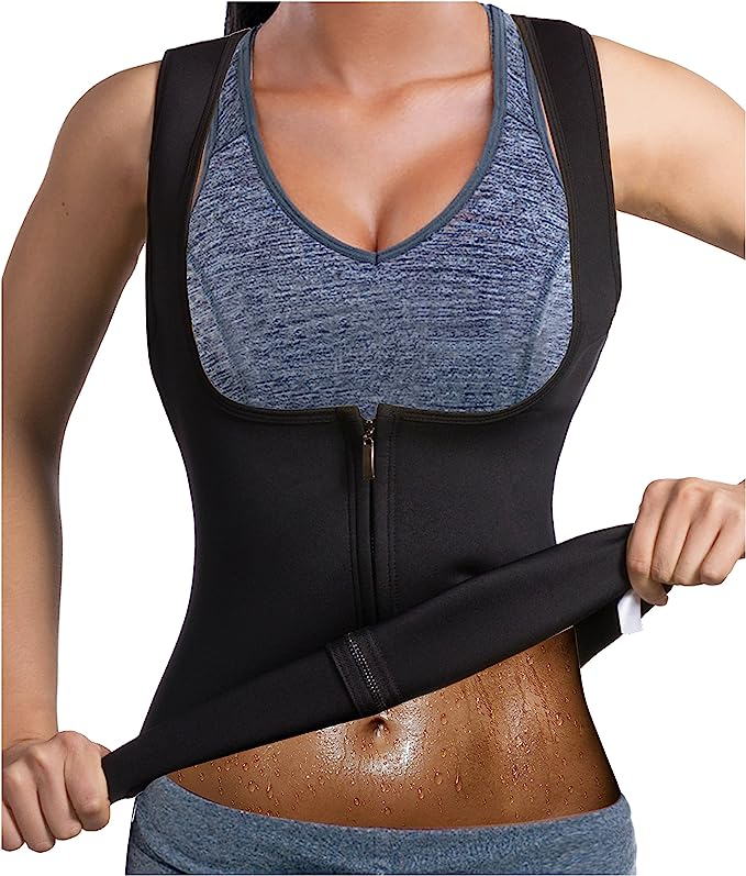 A woman wearing GAODI Women's Sauna Suit Workout Sweat Body Shaper