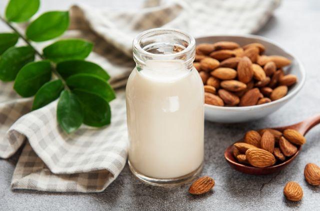 almond milk in a bottle