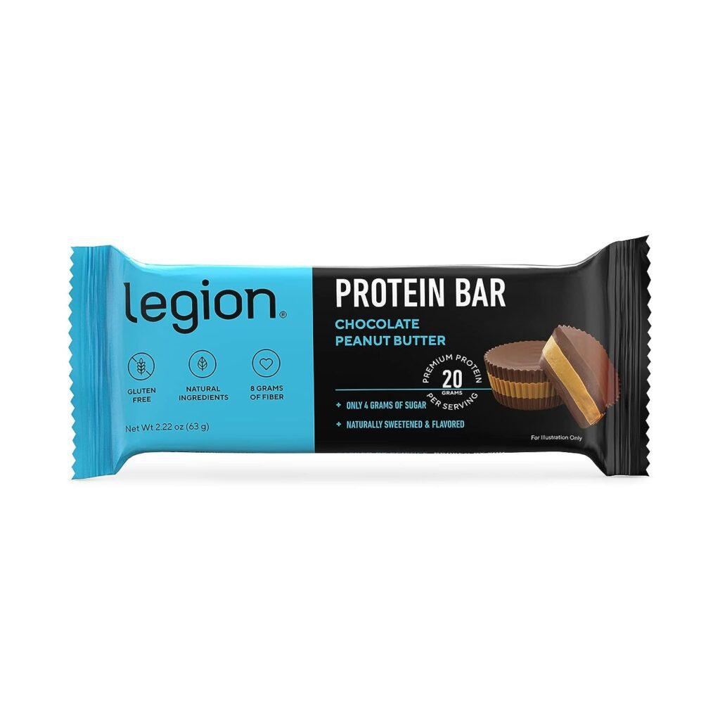 legion protein bar laying on a white background